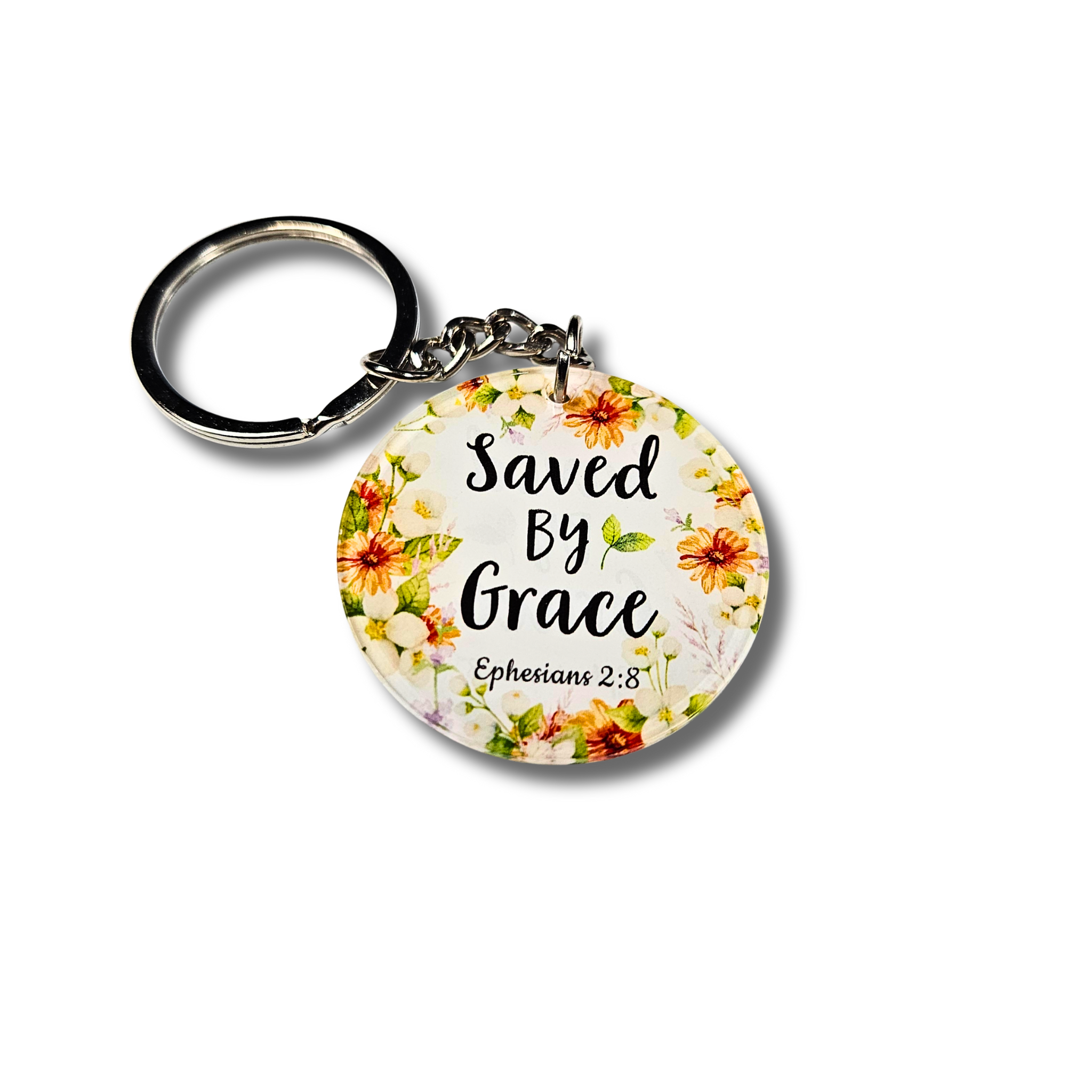 Saved By Grace – Ephesians 2:8 Keychain